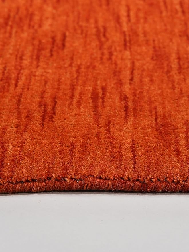 Hand Knotted Loom Wool ECO-Friendly Area Rugs - 6'x6', Octagon, Light Red Color, Solid Plain Design, High Pile Handmade Anti Skid Area Rugs for Living Room, Bed Room (L00111)