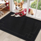 BEQHAUSE Door Mat 24" x 36", Non-Slip Door Mats Indoor Entryway Rugs Washable Low-Profile Absorbent and Stain Resist Floor Mats, Dog Door Mat for Front Back Door, Muddy Wet Shoes & Paws, Black