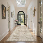 Washable Runner Rug, 2'6" x 8' Non-Slip Kitchen Vintage Foldable Hallway Runners for Entryway, Laundry, Bedroom, Brown