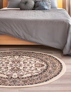 Unique Loom Sialk Hill Collection Area Rug - Washington (3' 3" Round Ivory/Black)