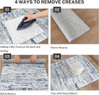 Modern Abstract Entryway Rug Indoor 2x3 Washable Rug Non-Slip Soft Small Area Rug Blue White Kitchen Mats Thin Print Faux Wool Floor Carpet Throw Rugs for Entrance Bedroom Office Home Decor