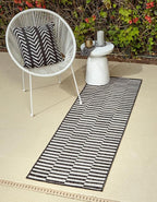 Unique Loom Outdoor Striped Collection Area Rug - Striped (2' 7" x 10' Runner Charcoal/Ivory)