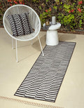 Unique Loom Outdoor Striped Collection Area Rug - Striped (2' x 8' Runner Charcoal/Ivory)