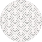 Rugs.com Lattice Trellis Collection Rug – 8 Ft Round White Low-Pile Rug Perfect for Kitchens, Dining Rooms