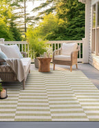 Unique Loom Outdoor Striped Collection Area Rug - Striped (7' 10" Square Green/Ivory)