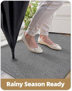 Color&Geometry Ultra-Thin Indoor Door Mat, 36"x56" Low-Profile Non-Slip Entryway Rug with Modern Geometric Texture, Washable Doormat for Indoor Entrance, Front Door, Light Grey (Rolled-up NO Creases)