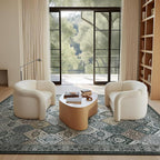 Phantoscope Washable Area Rug 8'x10' Non-Slip, Vintage Boho Rugs for Living Room, Bedroom, Dining Room, Distressed Moroccan Mosaic Diamond Pattern, Low-Pile Foldable Floor Carpet, Grey Charcoal