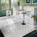 5x7 Machine Washable Area Rug for Living Room, Grey White Vintage Moroccan Rug Large Non-Slip Low Pile Soft Faux Wool Carpet, Kids and Pets Friendly for Bedroom Dining Room Farmhouse Home Decor Rug