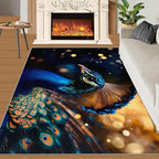 Peacock Area Rug 2x3-2x3 Rug, Wonderful Peacock Rugs for Living Room, Teal Turquoise Carpet, Peafowl Feather Washable Area Rugs for Bedroom, Aesthetics Carpet - Peafowl Home Decor & Gifts