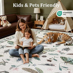 8x10 Area Rugs Living Room Rug: Vintage Washable Rug Floral Soft Carpet Indoor Floor Non-Slip Boho Stain Resistant Large Carpets for Bedroom Kids Nursery Dining Room Farmhouse Home Office Beige