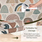 Bohemian Rainbow Washable 3x5 Area Rugs for Living Room, Thin Low Pile Contemporary Carpet, Non-Slip Base Lightweight Rug
