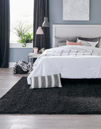 Unique Loom Solid Shag Collection Area Rug (8' Square, Jet Black)