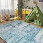 5x8 Area Rugs, Modern Abstract Teal Grey Washable Rug for Living Room, Soft Large Non-Slip Carpet for Bedroom Dining Room Home Office Farmhouse Decor - Teal+Gray