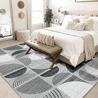 MUJOO 6x9 Area Rug,Washable Rugs for Living Room Bedroom Dining Room,Large Boho Throw Floor Carpet Non Slip Soft Modern Abstract Black and Grey