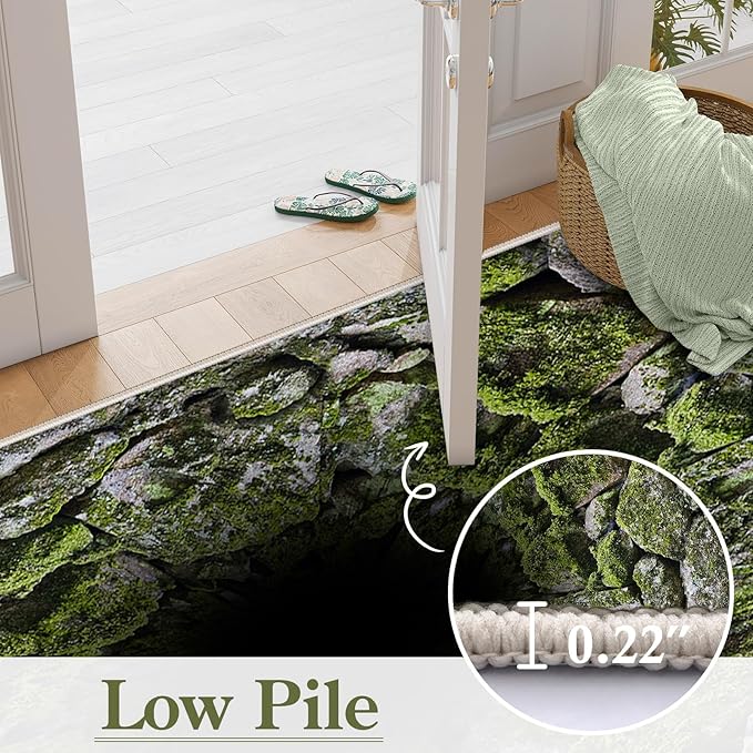 3D Hole Area Carpets, 8x10ft, Optical Illusion Design Pattern Floor Rugs, Realistic Abyss Perspective Effect Non-Shedding Playing Mat, Cozy Thin Breathable Durable Rug for Living Room