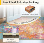 Washable Area Rugs 5'x7' Non-Slip Modern Abstract Soft for Living Room Entryway Bedroom Nursery, Print Pattern, Orange Blue Pink Yellow Colorful