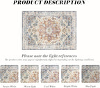 Area Rug 5×7, Vintage Boho Rug,Ultra-Soft Low Pile, Washable, Non Slip,Stain Resistant Printed Carpet for Living Room Bedrooms Playroom Office Kitchen, Blue/Red