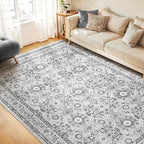 WITSHOCK Living Room Area Rugs 9x12: Soft Non-Slip Backing Washable Rugs Vintage Large Carpet for Bedroom Office Dining Room Kitchen Stain Resistant Home Decor Rug