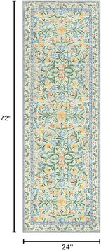 Lahome Washable Runner Rug 2x6, Boho Bathroom Rug Runner, Vintage Floral Soft Thin Indoor Throw Carpet for Entryway Bedroom Hallway Bath Laundry Room, Green/Multi