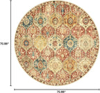 Lahome Moroccan Trellis Washable Round Area Rug, Soft Round Rugs 6ft Ultra-Thin Non-Slip, Vintage Large Circle Carpet for Bedroom Living Room Kitchen Nursery, Red/Orange