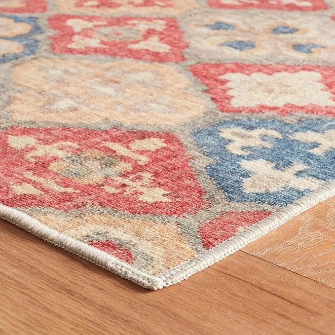Dash & Albert Pali Multi Machine Washable Rug, 7.5 X 9.5 Feet, Multicolored/Oranges Geometric Pattern