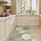 2x3 Washable Small Rug Tropical Botanical Modern Floral Indoor Chenille Door Mat Carpet Non Slip for Patio, Entry Way, Entrance, Porch, Taupe