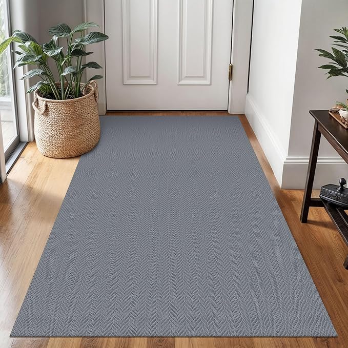 3x5 Ft Braided Area Rug Washable Rugs for Entryway Throw Rugs with Rubber Backing Boho Door Mat Indoor Entrance Cotton Kitchen Mats Woven Front Door Carpet for Foyer Living Room, Grey