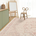 RUGGABLE Washable Area Rug – Kamran Soft Pink 8x10, Stain-Resistant, Non-Slip – Large Machine Washable Rugs for Living Room, Bedroom, Hallway, Entryway & Office–with Cushioned Pad