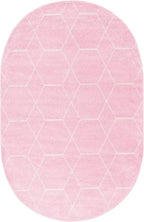 Unique Loom Trellis Frieze Collection Area Rug - Geometric (5' x 8' Oval, Light Pink/ Ivory)