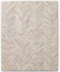 Premium Rectangular Rug Cowhide Leather Stylish Non Slip Chevron Patchwork Area Rug for Living Room,Home Décor and Entryway Floor Carpet (Beige-4 x 6 ft)