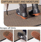 Door Mat 17"x30", Dirt Resistant and Absorbent, Non-Slip Rubber Backing Floor Mats, Easy Clean Low-Profile Doormat for Entryway, Front Door, Inside Entrance, Black