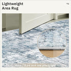 Area Rugs 4x6 for Living Room, Vintage Abstract Washable Rugs for Dining Room, Kitchen, Non-Slip Area Rug Blue