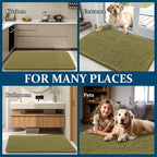 OLANLY Dog Door Mat for Muddy Paws 24x16, Absorbs Moisture and Dirt, Absorbent Non-Slip Washable Doormat, Quick Dry Chenille Mud Mat, Entry Indoor Entryway Carpet for Inside Floor, Willow Green