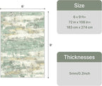 GENIMO Abstract Area Rug 6x9, Washable Large Modern Rug Non Slip, Low Pile Lightweight Soft Carpet for Living Room, Bedroom, Dining Room, Light Green
