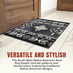 YHSF South West Native American Area Rug C318 - Easy Clean, Thick, Soft, Durable Native Tribal American Indian Inspired Rug for Bedroom/Living Room and More - Grey, 8 Feet x 10 Feet