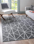Rugs.com Lattice Trellis Collection Rug – 4' x 6' Gray Low-Pile Rug Perfect for Living Rooms, Large Dining Rooms, Open Floorplans