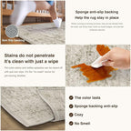 HUGEAR Washable 8x10 Area Rugs Retro Beige Living Room Bedroom Rug Vintage Distressed Non Slip Stain Resistant Low Pile Neutral Throw Carpet for Home Decor