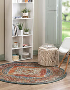 Unique Loom Isabella Collection Area Rug - Rossellini (6' 1" Round, Rust Red/ Beige)