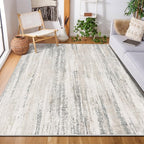 MUJOO 5x7 Washable Area Rug,Modern Abstract Rugs for Living Room Bedroom Dining Room,Large Non Slip Carpet Indoor,Low Pile Throw Rug Accent Neutral Beige and Grey