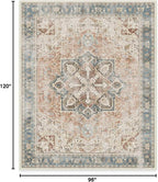 RUGGABLE Washable Vintage Area Rug – Kamran Coral 8x10, Stain-Resistant, Non-Slip – Large Machine Washable Rugs for Living Room, Bedroom, Hallway, Entryway & Office–with Standard Pad