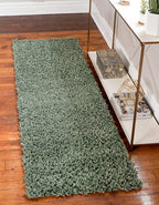 Unique Loom Davos Shag Collection Area Rug - Solid (2' 7" x 13' 1" Runner, Sage)