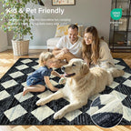 Lahome Washable Black and White Kitchen Runner Rug, 2x5 Soft Non Slip Laundry Room Rug Bathroom Runner Rugs with Rubber Backing, Moroccan Trellis Kid Pet Friendly Carpet Runners for Entryway Bedside