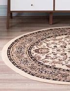 Unique Loom Sialk Hill Collection Area Rug - Washington (4' 1" Round Ivory/Black)
