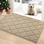 Timo Entryway Rug, Door Mats 24"x36" Rubber Backing Non Slip Absorbent Indoor Doormat, Machine Washable Resist Dirt Low Profile Door Mat, Front Door Rugs Indoor for Muddy Wet Shoes, Beige