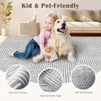 Washable Area Rug 5x7 - Boho Living Room Rug Soft Bedroom Rug Ultra-Thin Grey Modern Abstract Rainbow Dining Room Rugs Indoor Carpet for Living Room Nursery Room