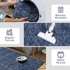 RUGSREAL Solid Runner Rug 2x6 Modern Hallway Runner Mat Machine Washable Ktichen Rug 2x6 Long Hallway Modern Indoor Throw Carpet for Bedside Living Room Bedroom Laundry, 2' x 6' Blue