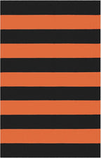 KOZYFLY Striped Rug 27.5x43 Inches Orange and Black Halloween Fall Front Door Rug Hand Woven Area Rugs Washable Outdoor Doormats Indoor Entrance Mat for Front Porch Kitchen Entryway Patio Holiday