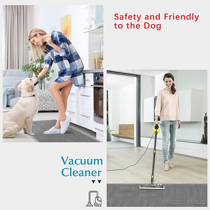 GOYLSER 6ft Kitchen Runner Rugs Non Skid Washable, Rubber Backed Absorbent Jute Kitchen Rug Carpet Sink Mat Non Slip, Grey