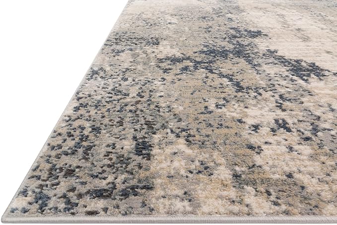Loloi Teagan Collection TEA-07 Natural/Denim 2'-8" x 10'-6" Runner Rug, Large, Soft Neutral Rug, High-Traffic for Living Room, Bedroom, Home Office, Dining Area