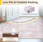 Washable Area Rugs 4'x5' Non-Slip Modern Abstract Soft for Living Room Entryway Bedroom Nursery, Print Pattern, Grey Pink